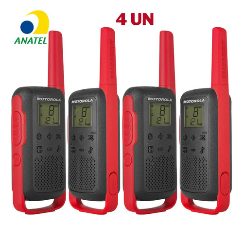 Kit 4x Rádio Comunicador Motorola T210br 32km Ht Talkabout até 32 km montanha vale até 8KM Aguas abertas até 1Km Interior