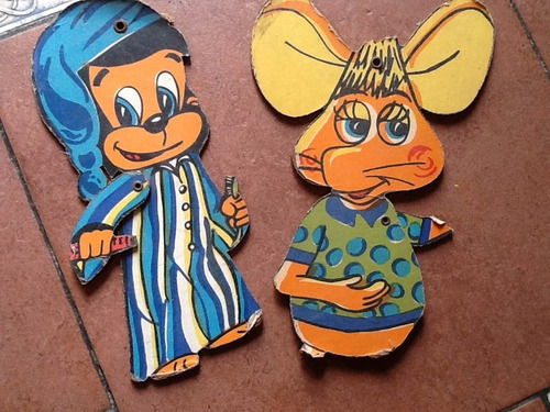 Mono Relojero Topo Gigio Madera Colgantes Retro Articulado !
