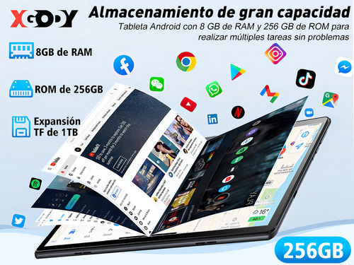 Tablet Xgody N06 PRO 10.1'' Android 13 8GB RAM 256GB Dual SIM WiFi 2.4G/5G Bluetooth 5.0
