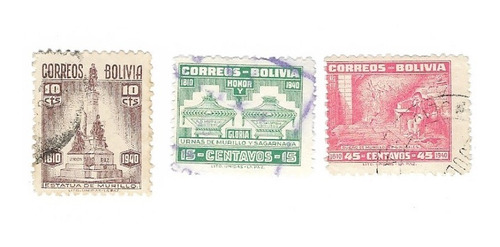 Lt1337. Tres Estampillas De Bolivia, Serie De 1941.
