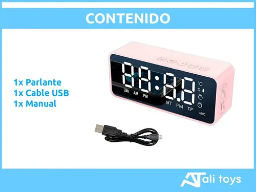 Radio Reloj Despertador Recargable Usb Parlante Bluetooth Tf