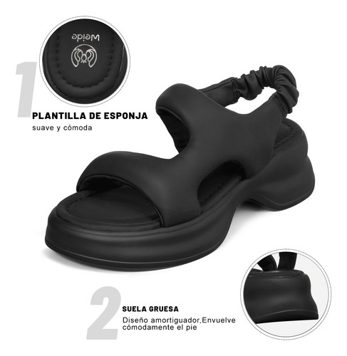 Sandalias Cuña Elástico Comodas Ligeras Antidesliz Weide
