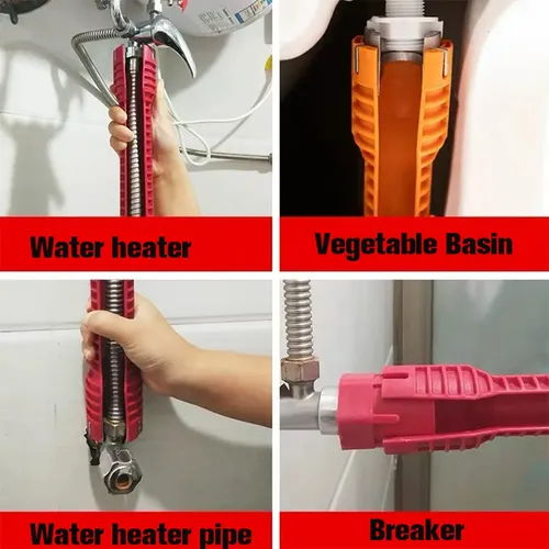 Llave Inglesa 5 En 1 Versátil Para Sanitaria, Fregadero Rojo
