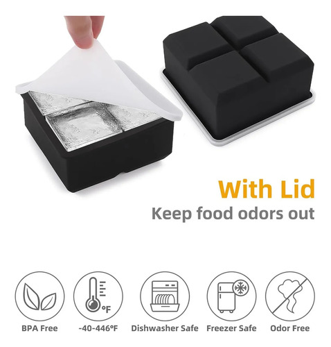 1 Compartimento Cuadrado Grande De Silicona Para Hielo Con T