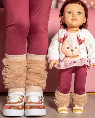Polaina Infantil Em Pelo Caqui Ma0185 Marthiê