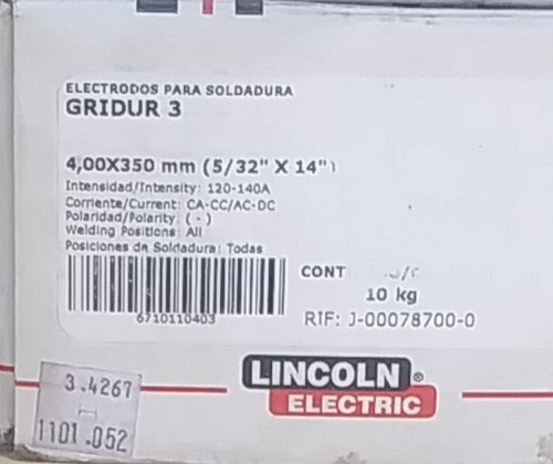 Electrodos Gridur 3 De 5/32 -4.00 Mm  Rec- Duros-en Oferta