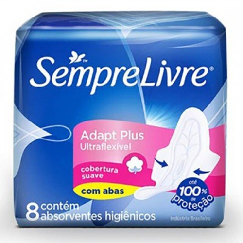 Absorventes femininos Sempre Livre Adapt Plus Ultraflexível Suave com Abas 8 u