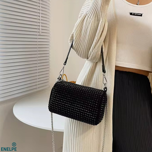 Bolsa Feminina Transversal Enelpe Com Strass Brilho Ideal Para Festas, Baladas, Eventos Sociais, Compras E Casamentos
