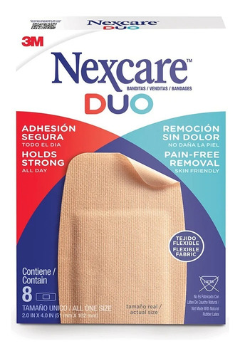 Nexcare Duo Parche Remocion Sin Dolor Rodilla-codo 8 Unidade