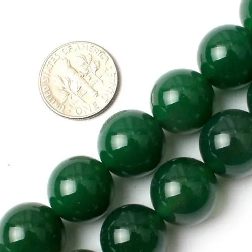 Beads De Ágata Verde Oscuro 14mm