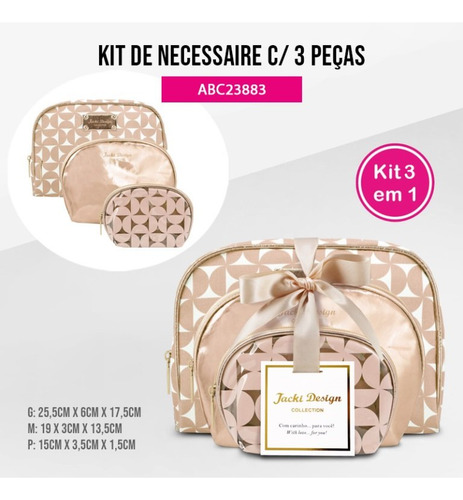 Kit De Necessaire Com 3 Pçs Glitz Jacki Design