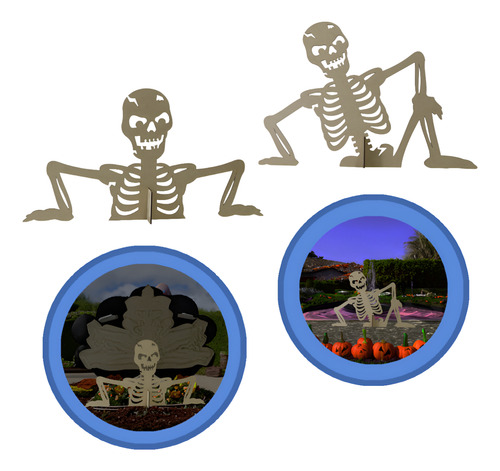 Kit De 2 Calaveras Día De Muertos Para Jardín Mdf 3 Mm