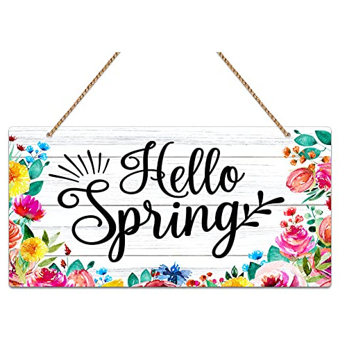 Hello Spring Door Decor Sign 6 X12  Bienvenida Señal D...