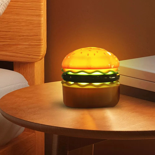 Lámpara De Mesa Led Recargable Hamburger, Lámpara De Mesa Pe