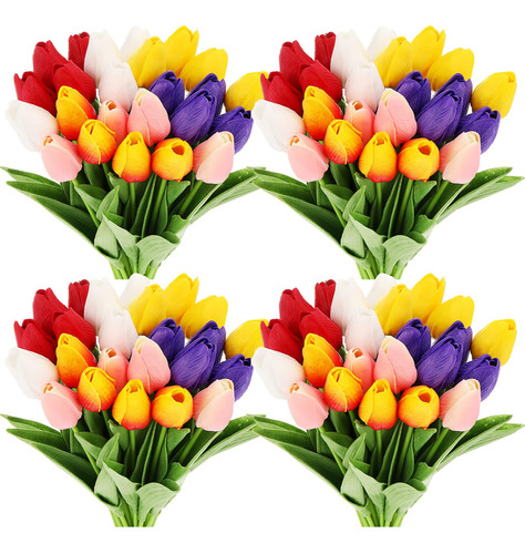 96 Pieza Tulipane Artificial Multicolor Ramo Falso Dia