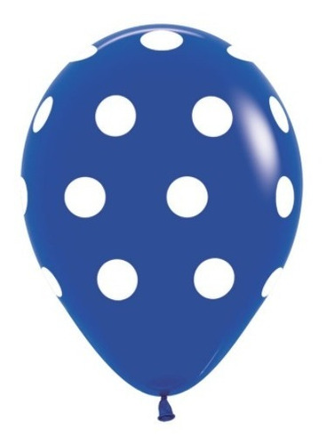 Globos R12 Polka Dots Azul Rey X 12 Sempertex