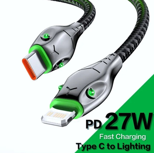 Imagen 1 de 4 de Cable Pd De C A Lightning / 3 Metros / Serpiente / 27 W