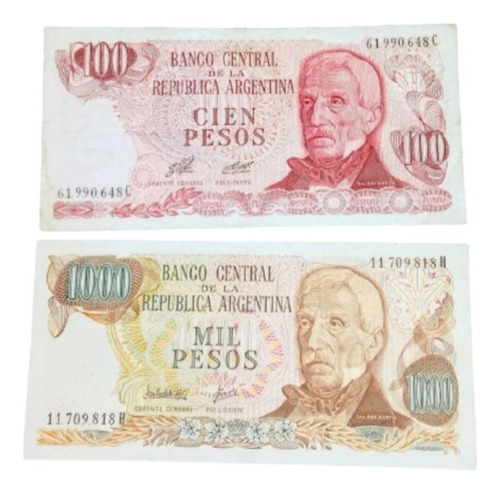 2 Billetes Argentina 100 (vf) /1000 (unc) Pesos Ley 18188