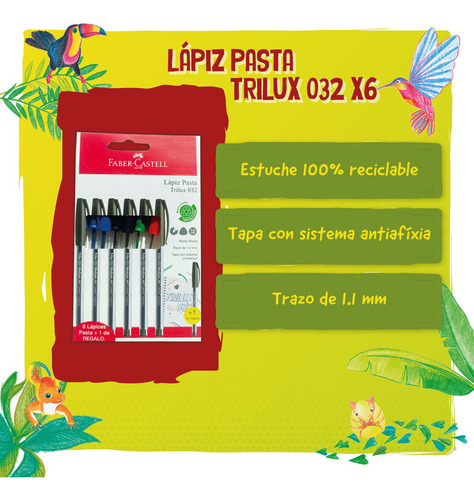Bolígrafo Trilux Faber-castell 032 M X6 + 1 Bc