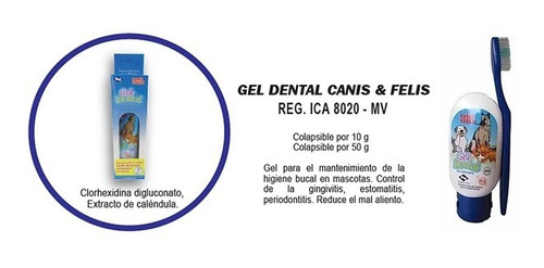 Kit Aseo Gel/crema Dental Para Perros. Canis & Felis 50gr