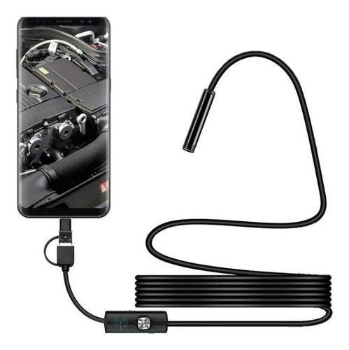 Câmera Sonda Inspeção Endoscópio Pc Android 2 M 6 Leds 7mm