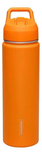 Garrafa Térmica Tramontina 650 Ml Inox Com Canudo Cor Laranja