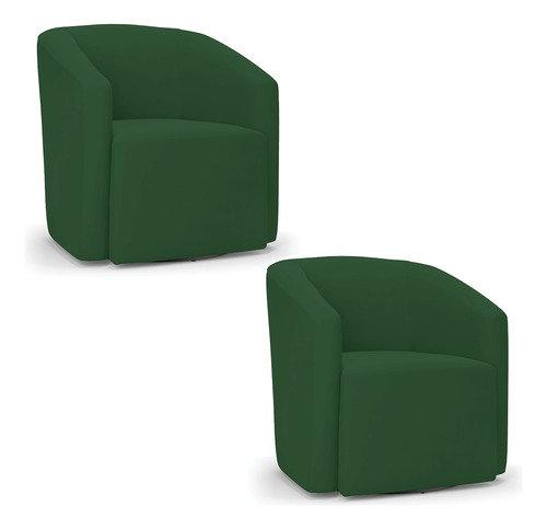 Kit 2 Poltronas Stella Max Veludo Base Giratória - D'rossi Cor Verde
