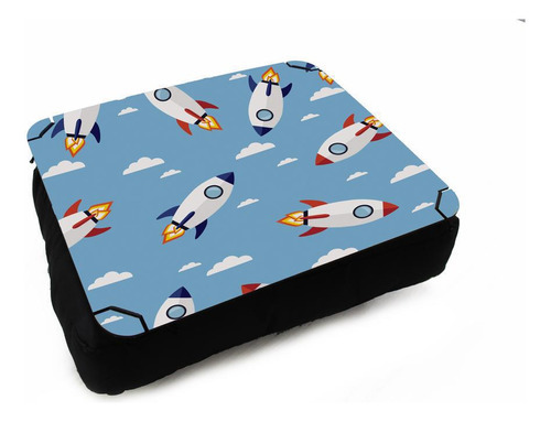 Almofada Bandeja Para Notebook Laptop Personalizado Foguetes Cor Azul