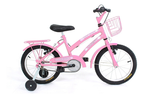 Bicicleta  de passeio infantil WRP Cindy Baby aro 16 freios v-brakes e cantilever cor rosa com rodas de treinamento