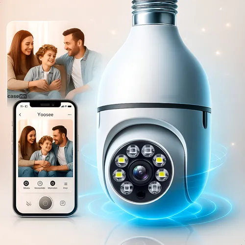 Câmera De Segurança Lâmpada Ip Wifi Casenn App Yoosee Espiã 360º Com Visão Noturna Interna Externa Cor Branco