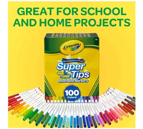 Crayola Supertips Plumones 100 Colores Lavables