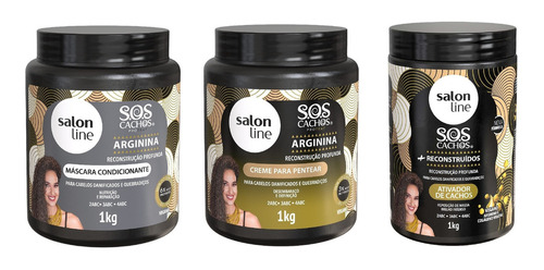 Salon Line Sos Cachos Arginina Kit Másc+atiav+creme Pentea1k