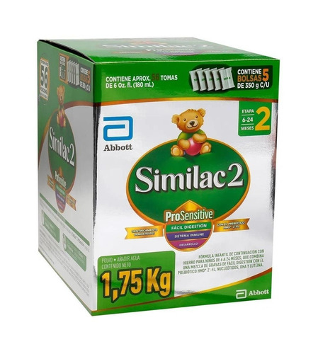 Imagen 1 de 1 de Leche de fórmula  en polvo Abbott Similac 2 ProSensitive  en caja de 1.75kg - 6 meses 2 años