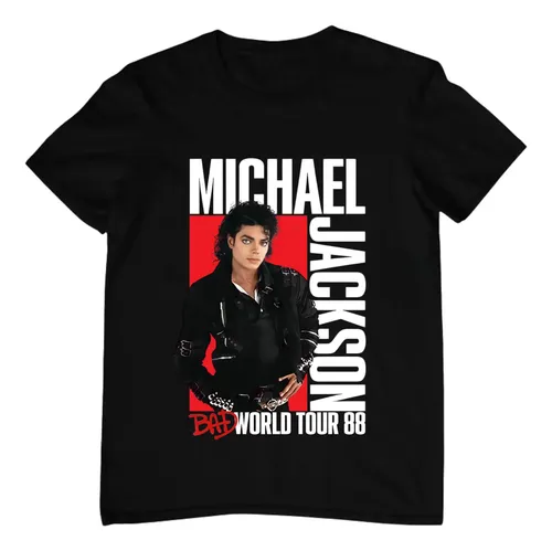 Camiseta Michael Jackson Bad World Tour 88 Vintage Unissex