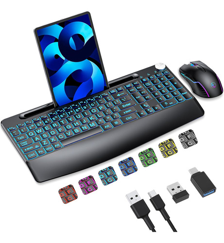 Combo Teclado + Mouse Inalámbrico 2.4g, Iluminado, Recargabl