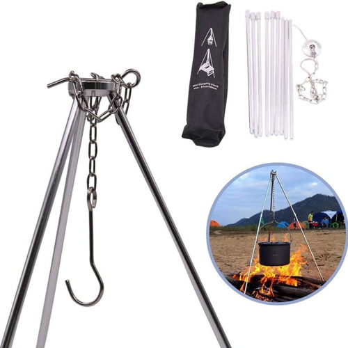 Tripode Soporte De Olla Alto 70-110 Cm Hasta 10 Kg Camping