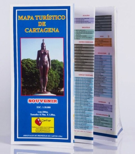 Mapa Turístico Cartagena 100 * 70 Cm Lámina Doblada