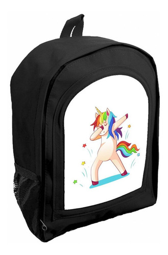 Mochila Negra Nena Jardin/ Preescolar Unicornio Ar31