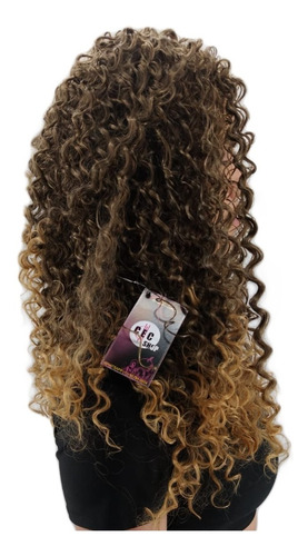 Peruca Lace Afro Cacheada Castanho Dourado De Fibra Orgânica