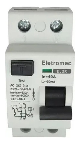 Interruptor Diferencial 40a 2p 30ma 400v Eletromec