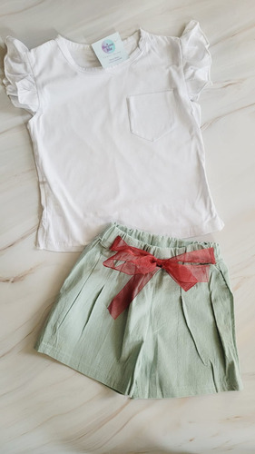 Conjunto Short Y Blusa Casual Para Niña Verano Playa
