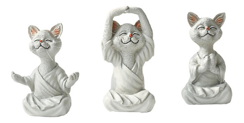 3 Piezas De Figuritas De Gatos De Yoga, Adornos De Gatos,