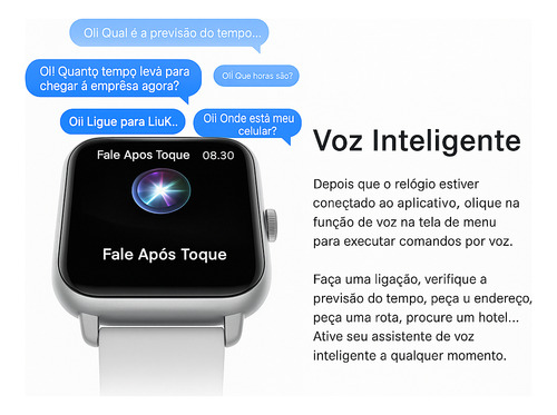 Smartwatch Com Chamadas, Foto Na Tela, 2 Pulseiras, Bluetooth, Compatível Android Ios, Tela Touch, Notificações, À Prova Dágua, Relógio Esportivo Unissex - Super Fast Acessórios, Cor Da Caixa Black