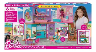 Barbie Casa Vacaciones 115 X 60 Cm Amueblada 6 Areas Nueva