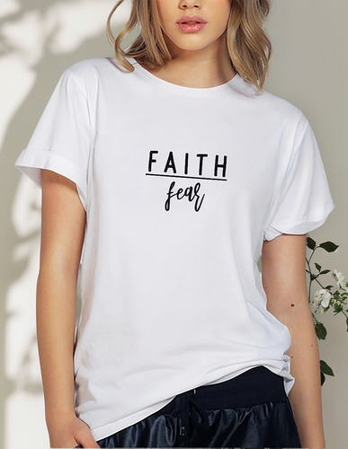 Blusa Playera Camiseta Dama Faith Over Fear Fe Elite #543