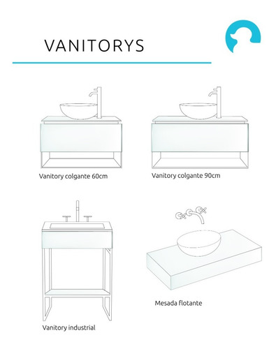 Vanitory Flotante 90cm + Bacha