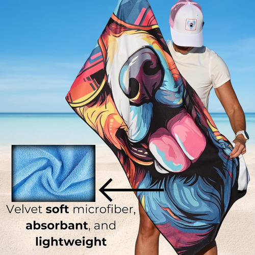 Toalla De Playa Microfibra Colorida 31x62 Cm Para Mujer Y Ni