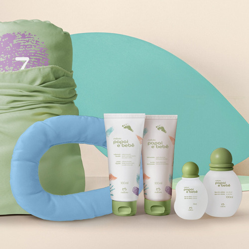 Presente Natura Papai E Bebê Com Tapete Mêsversário + Brinde