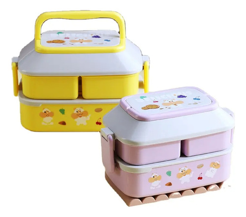 Fiambrera De Doble Capa Con Compartimentos Lonchera Bento