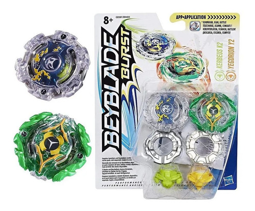 Beyblade Burst Kerbeus K2 y Yegdrion Y2 B9491 Hasbro coloreados en color